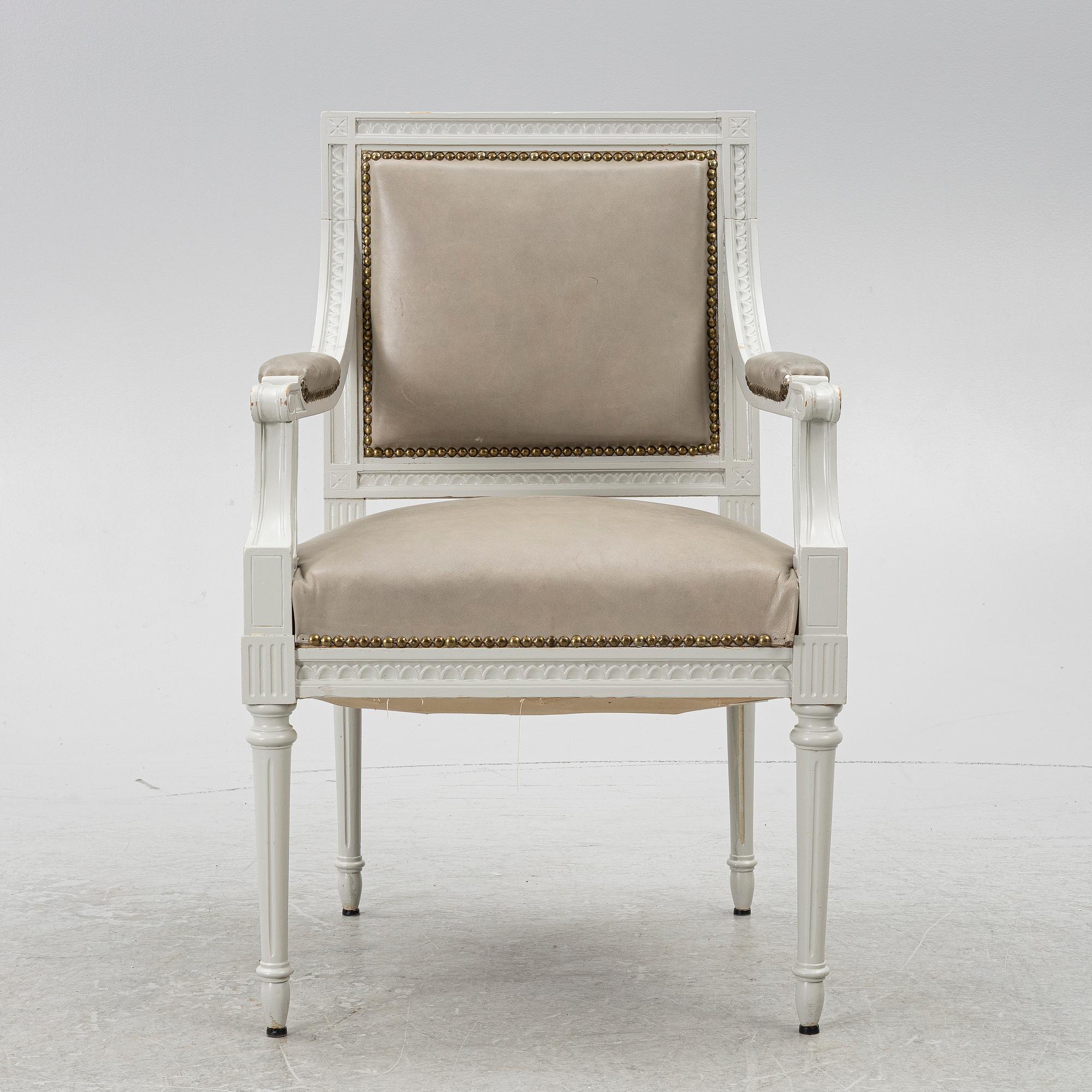 A Late Gustavian style armchair, second half of the 20th century.