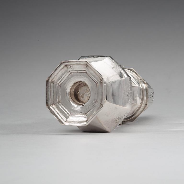 A Swedish 18th century silver sugar-caster, marks of Magnus Myrman, Norrköping (1706-1730).