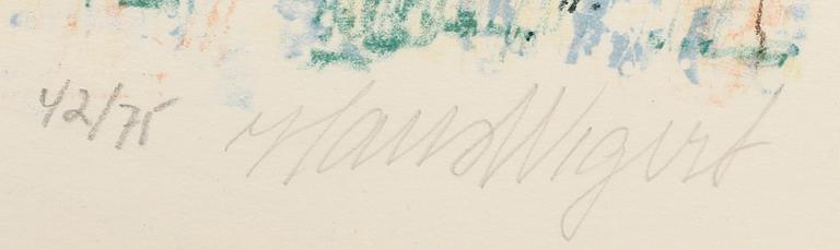 Hans Wigert, litografi signerad daterad och numrerad 1/2 75.