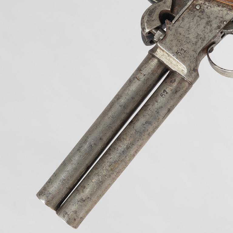 Percussion pistols 2 pcs, double-barrelled. Second half of the 19th century.