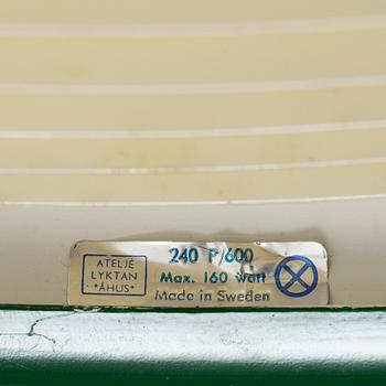 A Swedish Green lacquered aluminium light from Ateljé Lyktan, Anders Pehrson, Åhus.