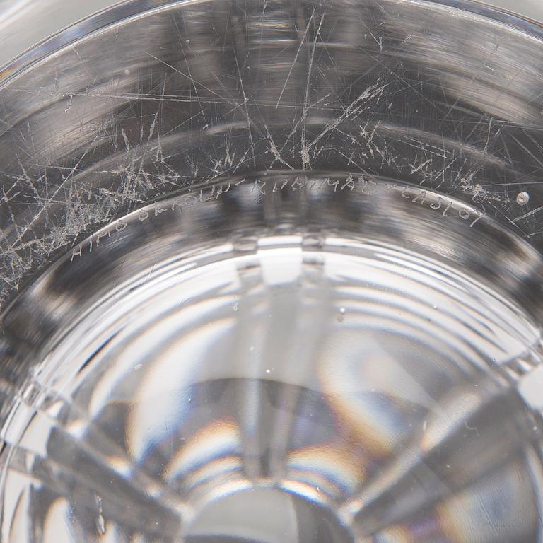 A glass vase, model 6536, signed Aimo Okkolin - Riihimäen Lasi oy.