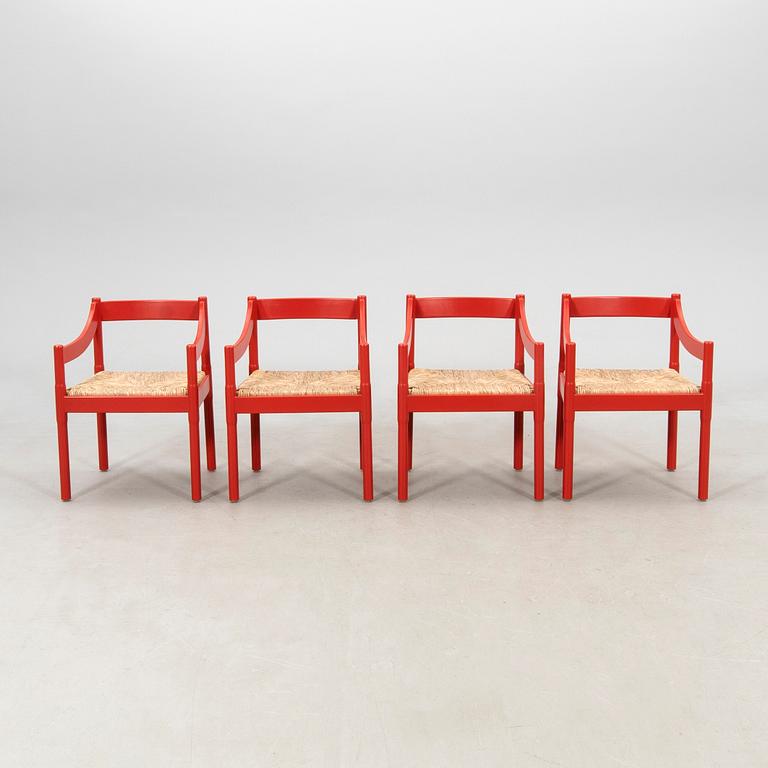 Vico Magistretti, karmstolar 4 st "Carimate" Cassina Italien sent 1900-tal.