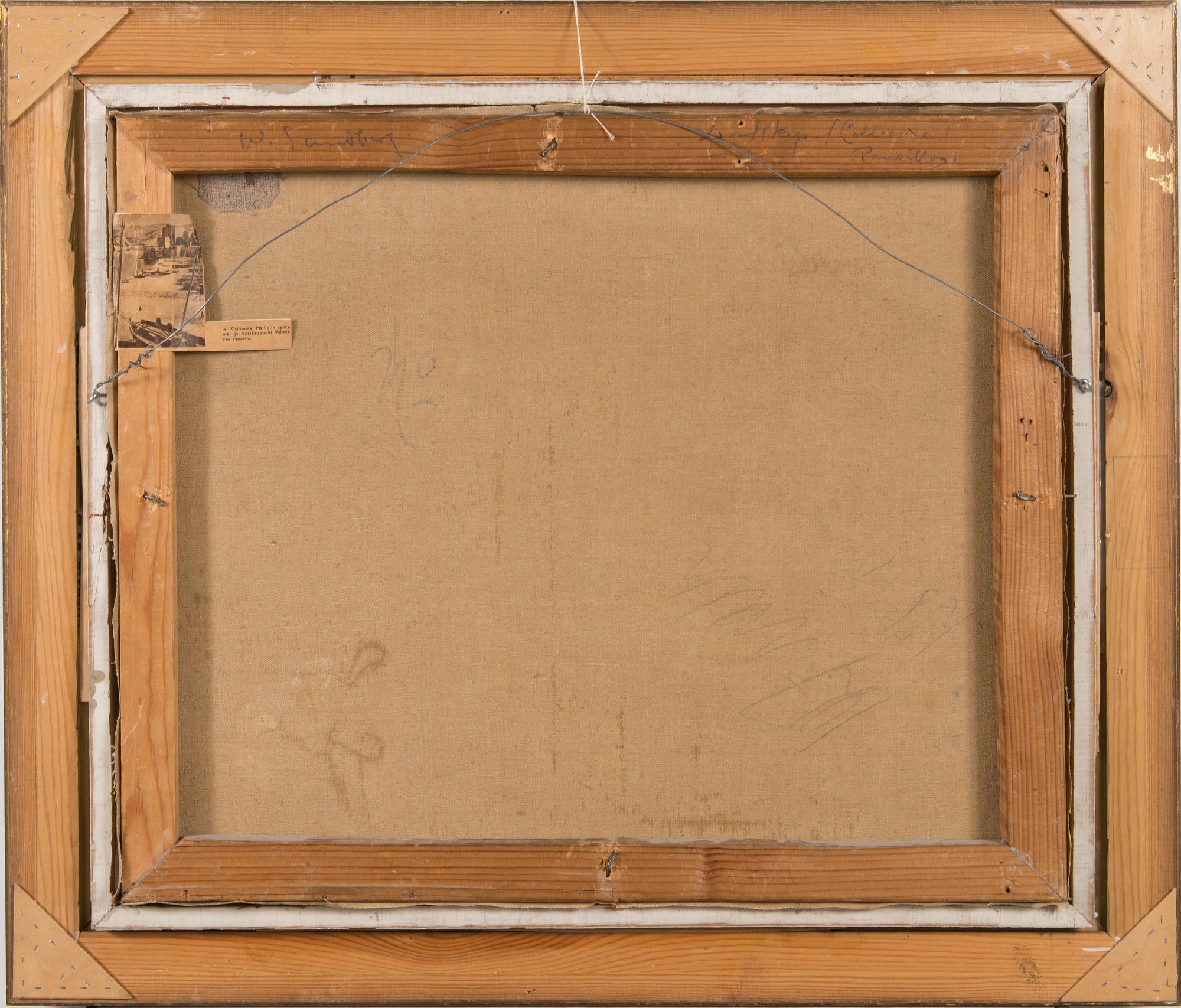 Okänd konstnär, olja på duk, signerad V. Sandberg och daterad -13.