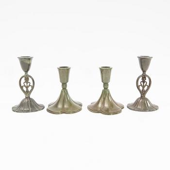 Just Andersen, Candle holders, two pairs, Denmark, first half of the 20th century.