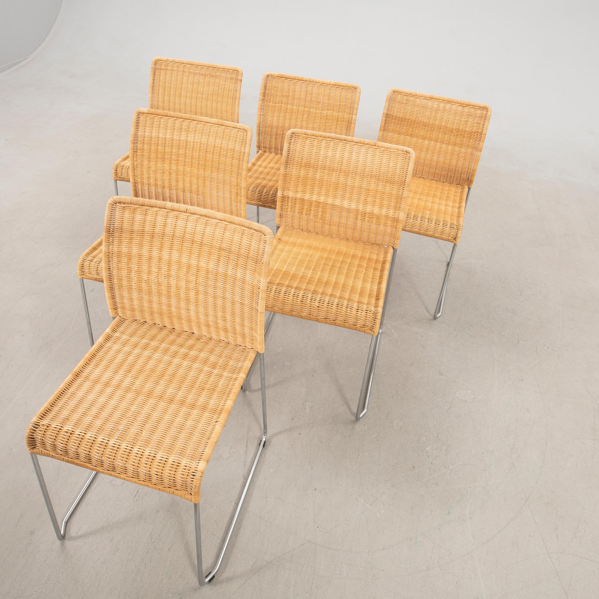 Tito Agnoli, chairs 6 pcs S21, Italy, late 20th century.