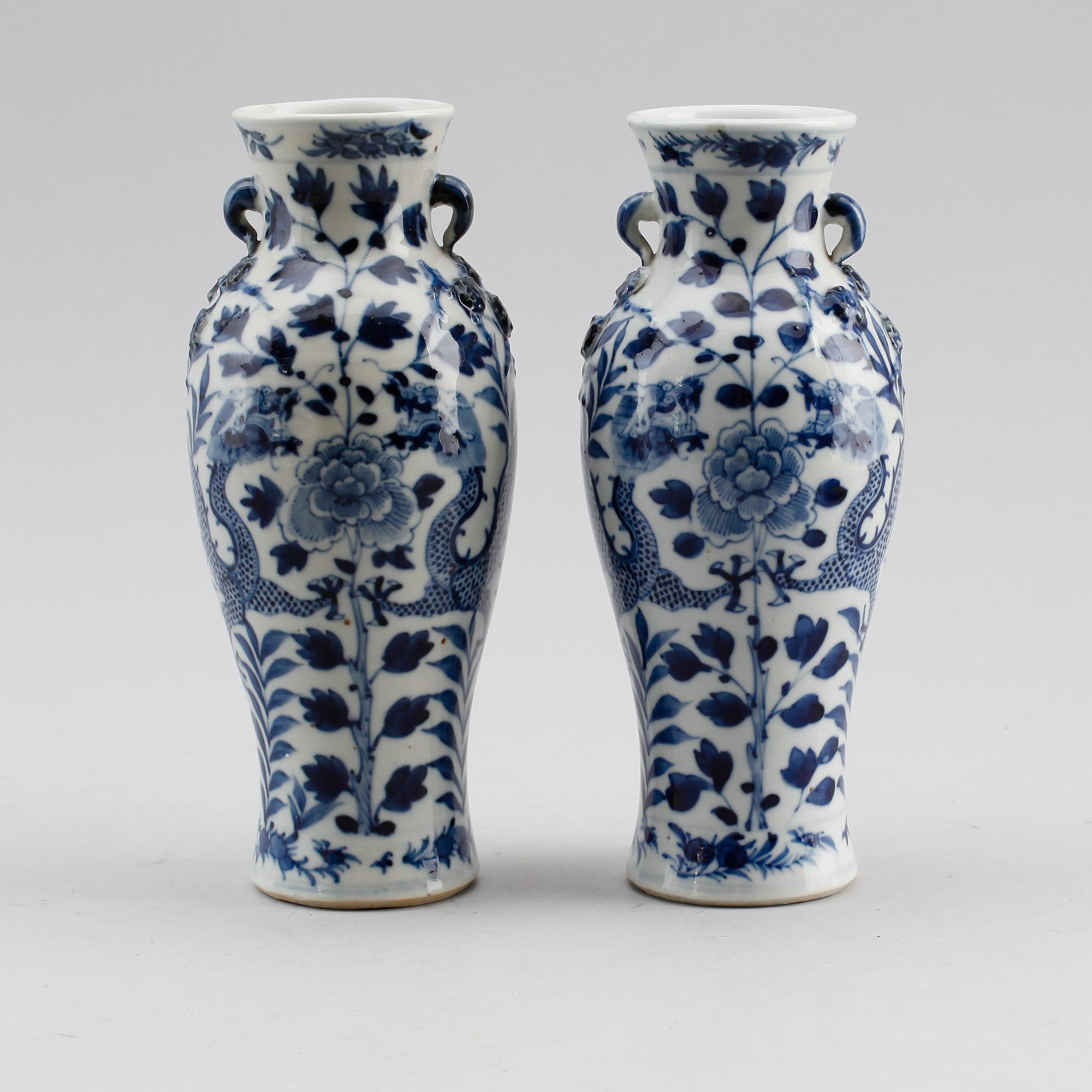 VASER, 1 par, porslin, Kina, 1700-/1800-tal.