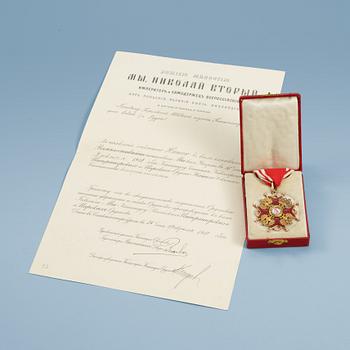 ORDEN, S:t Stanislaus, II:a klassen, guld och röd emalj, Ryssland 1911.