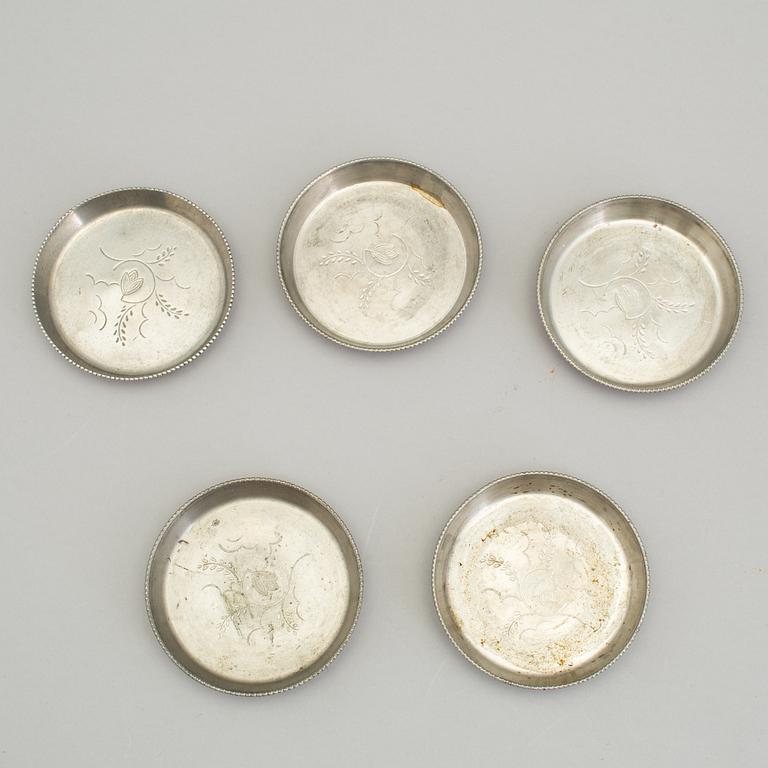 Five coasters, a vase, a bowl,  and an ashtray by Firma Svenskt Tenn first half of 20th centuty.