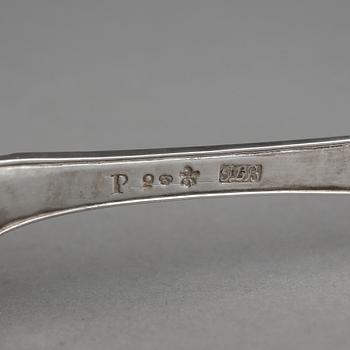 MATSKEDAR, 9 st, silver, bla Lindegren, Borås 1784. Tot ca 547 gram.