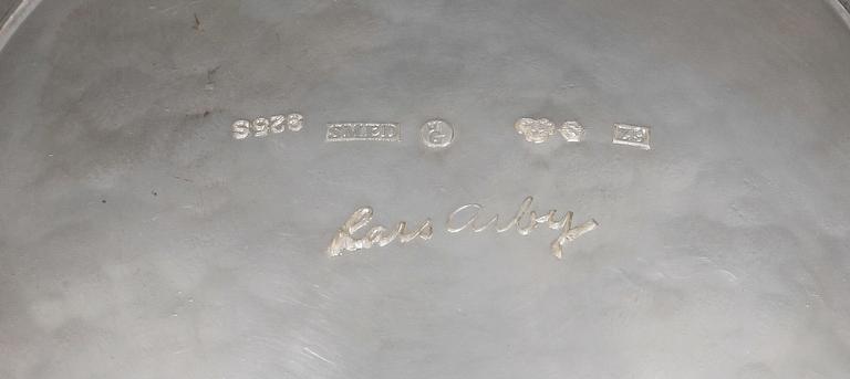 GLAS / BÄGARE, 8st, sterling silver, Lars Arby, Göteborg, 1974. Totvikt 1027g.