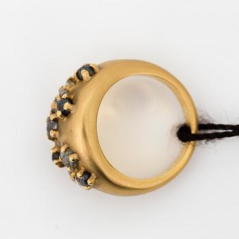 RING, Damiani och Sharon Stone kollektion "Maji" Italien, matt guld med 9 oslipade diamanter.