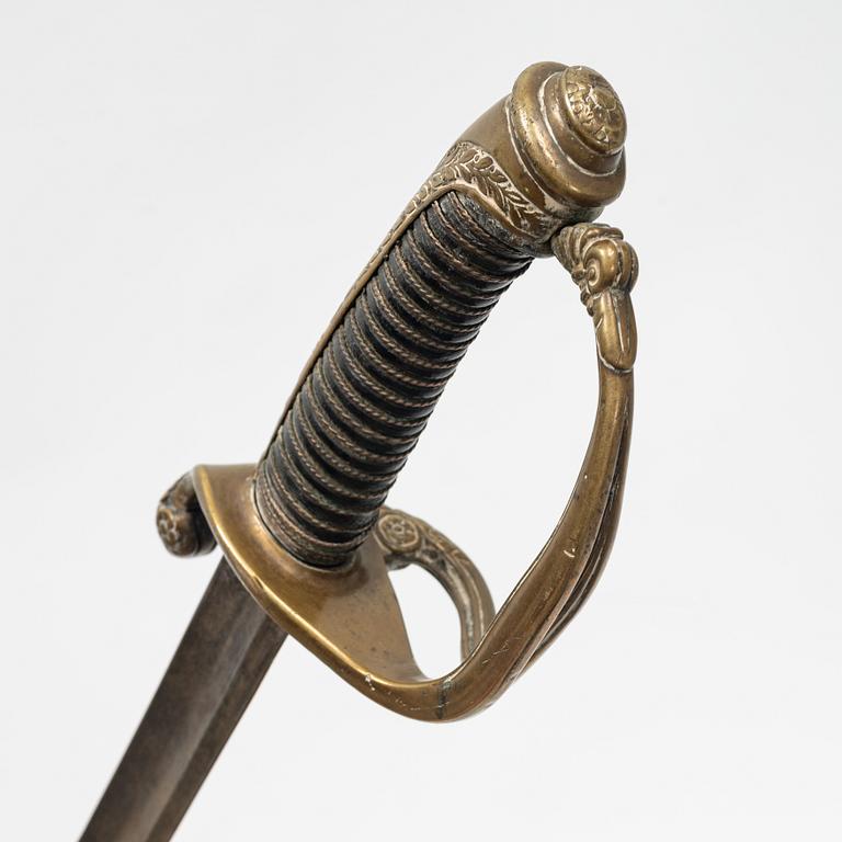 A Belgian sabre, 19th Century, with scabbard.