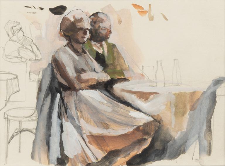 Richard Estes, akvarell med blyerts och täckvitt.