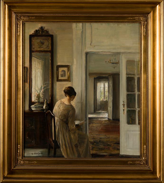 CARL HOLSOE, READING (THE PAINTER'S WIFE).