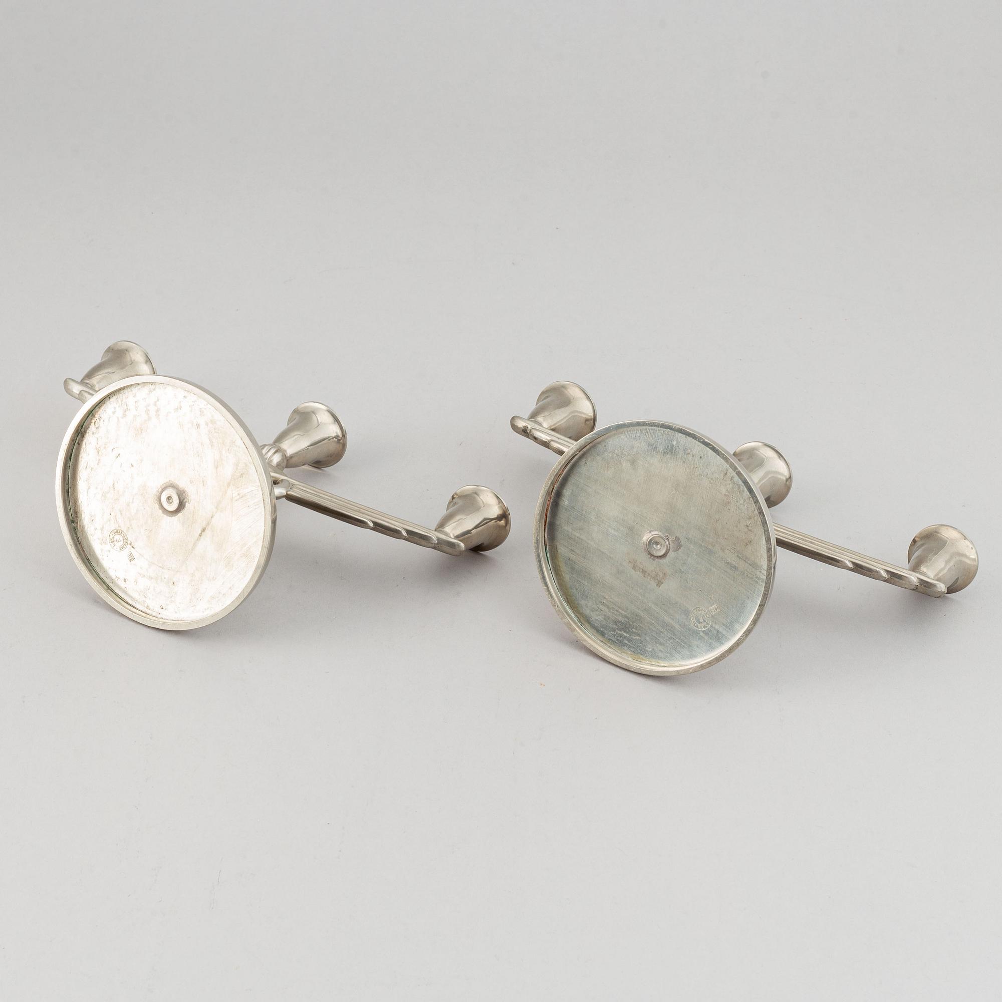A pair of pewter candelabra, L &  L, Svenskt Tenn, 1938.
