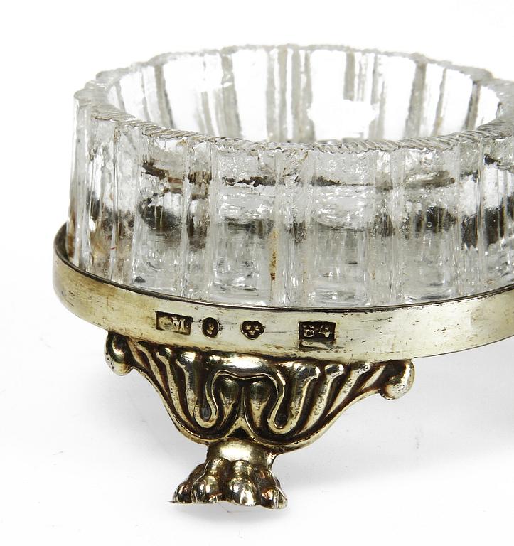 SALTKAR, silver samt glas, empir, 1832.