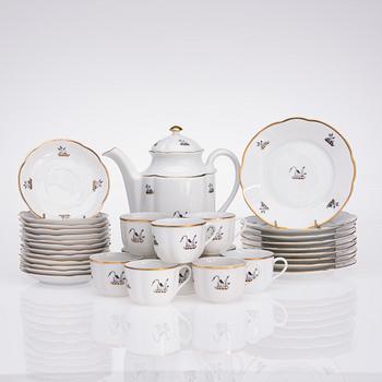 KAFFESERVIS, 23 delar, "Kurki", porslin, Arabia 1930-1940-tal.