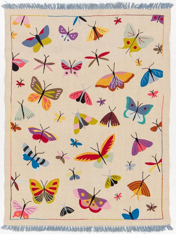 A hand-embroidered kilim carpet, c. 195 x 148 cm.