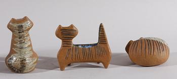 FIGURINER, lergods, 3 st. Lisa Larson, Gustavsberg.