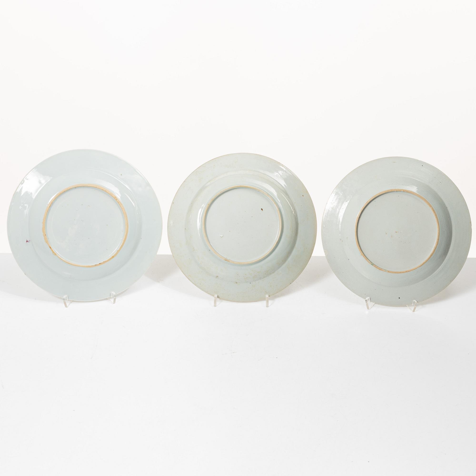 Twelve Famille Rose export porcelain plates, China, yongzheng (1722-35) & Qianlong (1736-95).