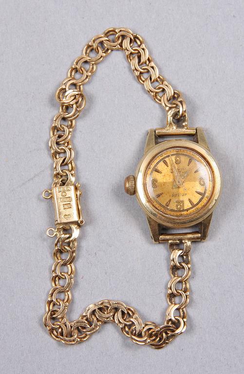 ARMBANDSUR, Hellas, 14K resp 18K guld, 1900-talets mitt, vikt 16 gram.