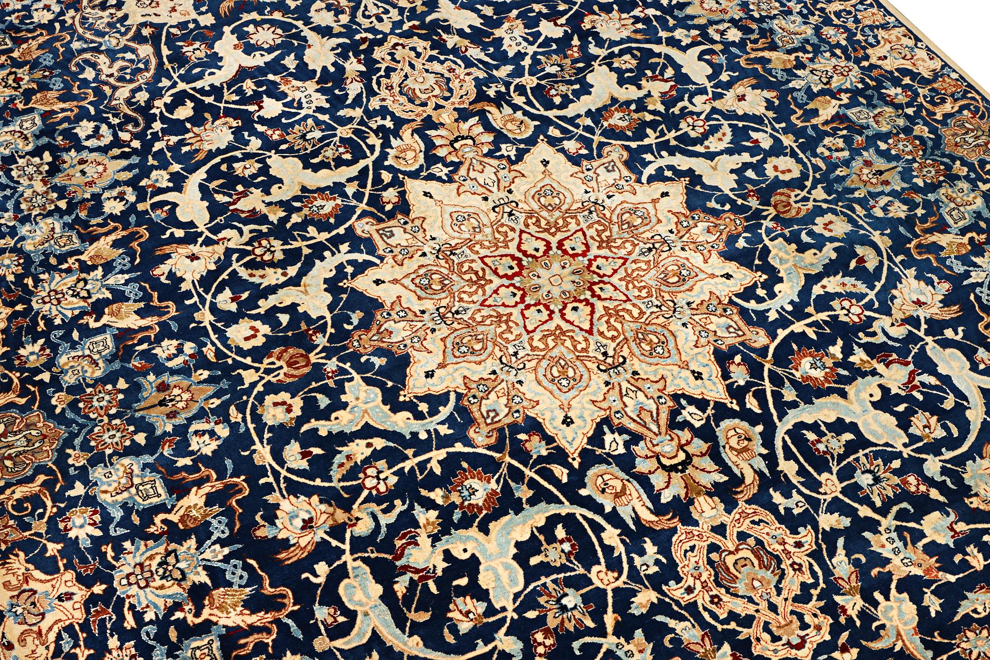 A part silk Nain carpet, 6 LA, c. 250 x 152 cm.