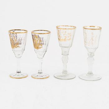 A matched set of wine glasses, 18/20th Century.