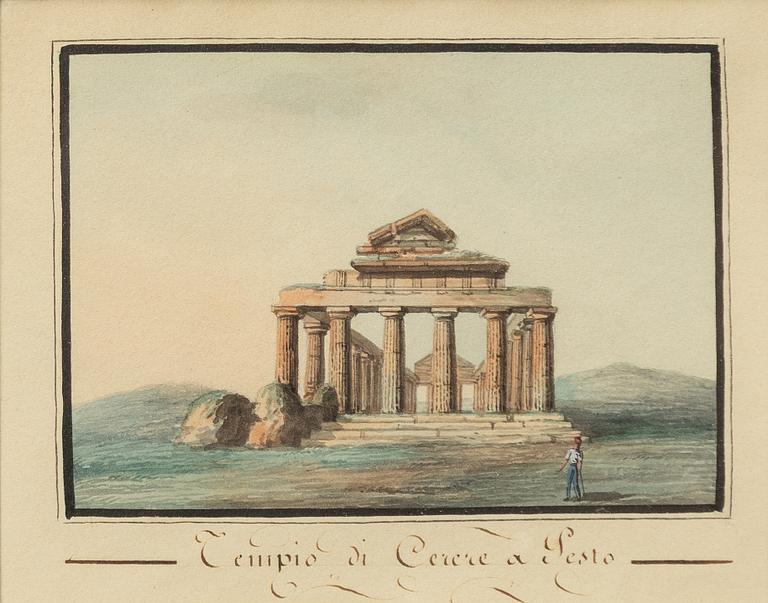 Unknown artist, first half of the 19th century, Travel sketches from Italy, 6 pcs.