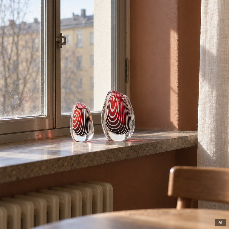Vicke Lindstrand, two vases, Kosta.