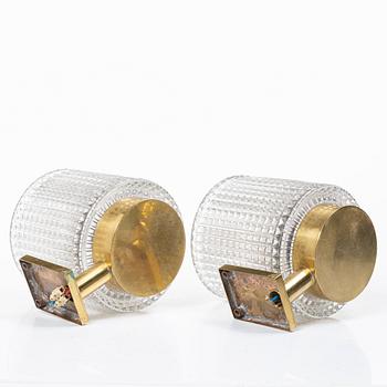 Carl Fagerlund, Wall lamps, a pair, Orrefors.