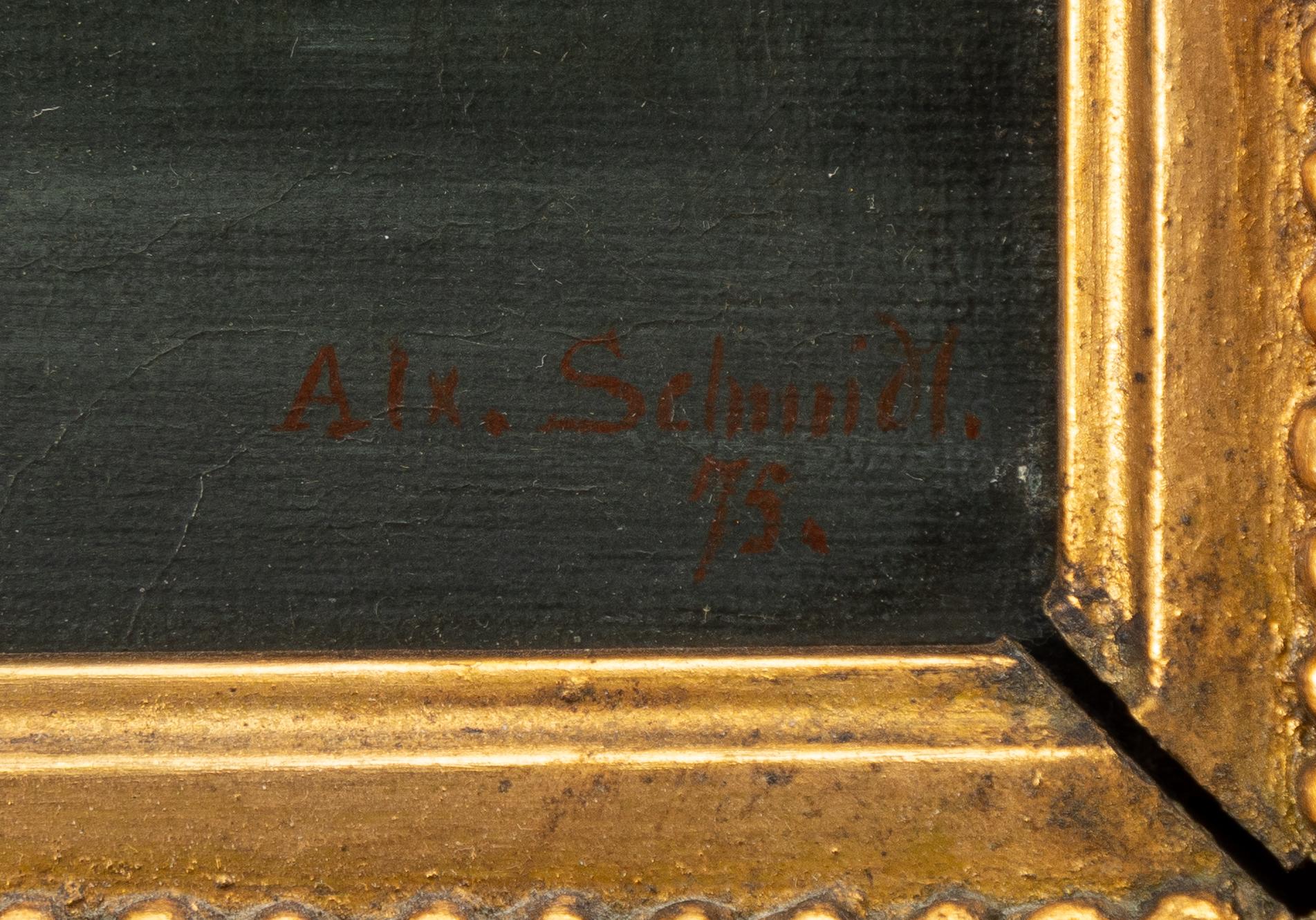 Unknown artist, 19th century, Moonlit landscape.