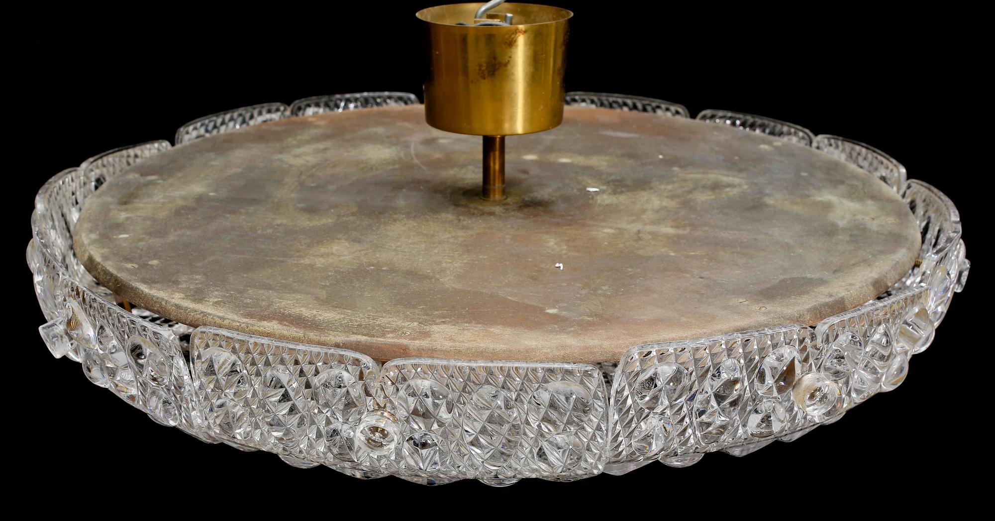 TAKLAMPA / TAKPLAFOND, Carl Fagerlund, Orrefors, 1900-talets andra hälft. Höjd ca 30 cm.