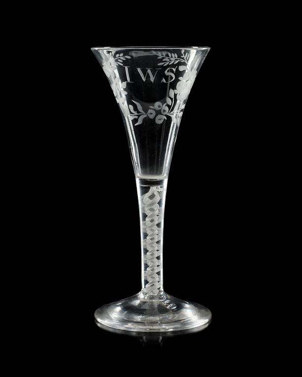 An English wine goblet, 18th Century.