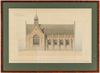 FASADRITNINGAR/ELEVATIONER, 3 st, akvarell, 1900-tal.