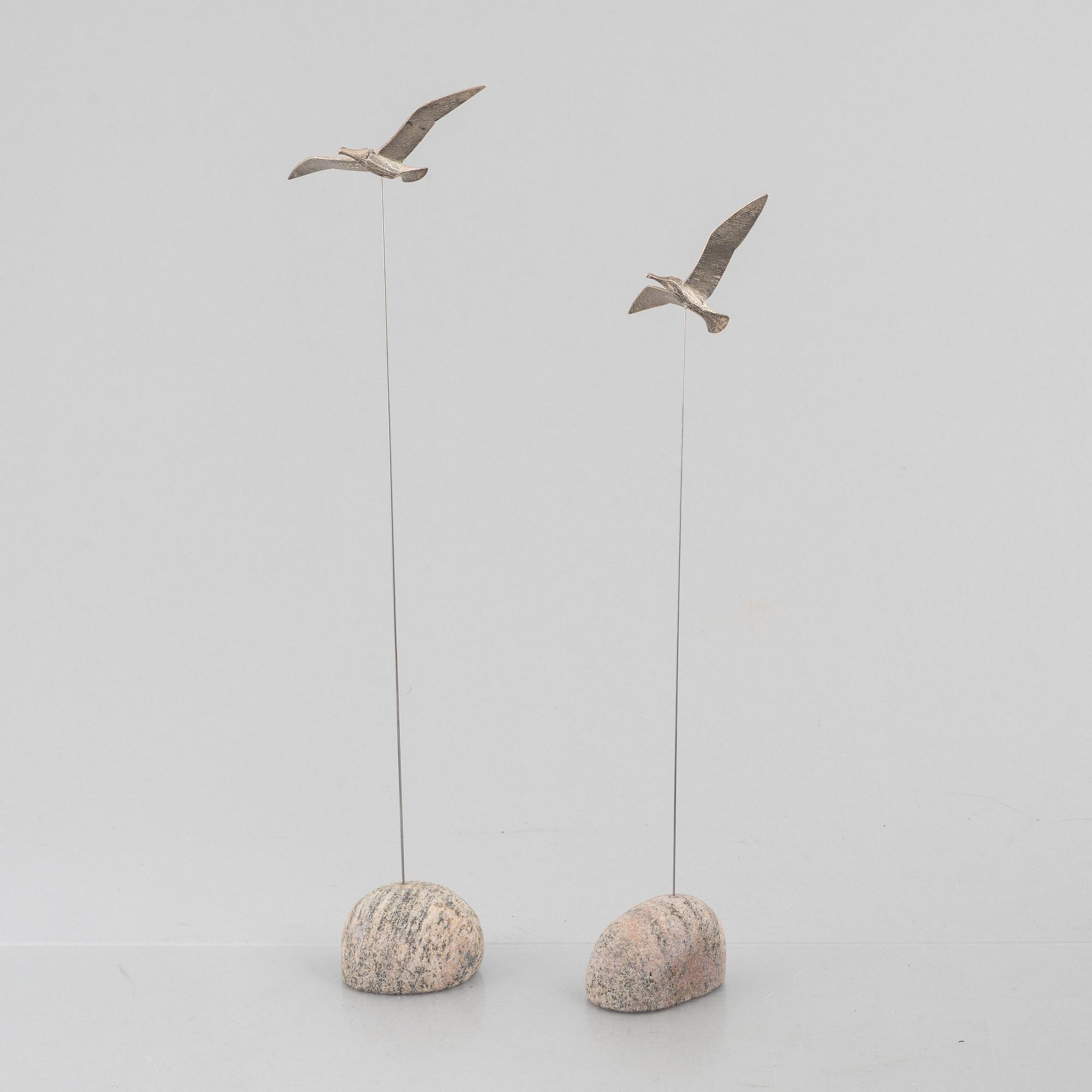 Rey Urban, two sterling silver birds, Stockholm 1996-1999.