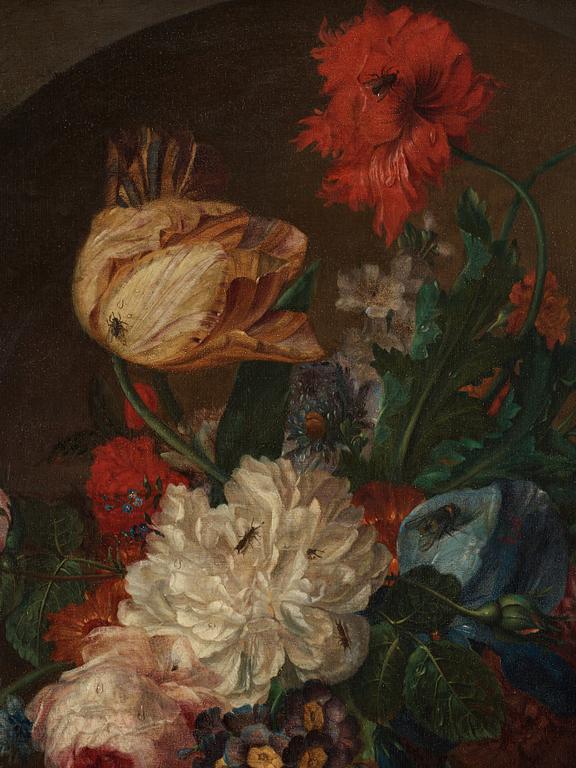 DUTCH SCHOOL, around 1700. Still life with flowers, a bird nest and insects.