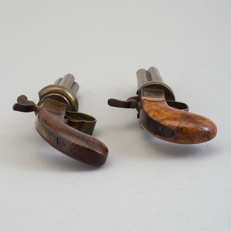 2 Swedish end of the 19th century brass percussion revolvers.