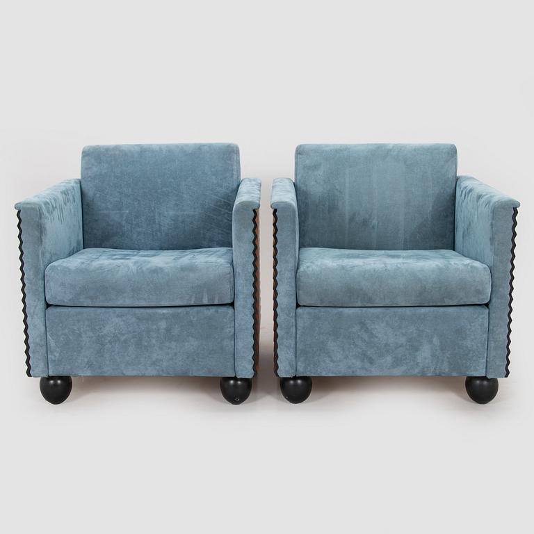 Antti Evävaara, A pair of "Vekki" armchairs, manufacturer Studio Antti E, early 1990s.