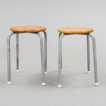 Eight birch stools, mid 20th Century.