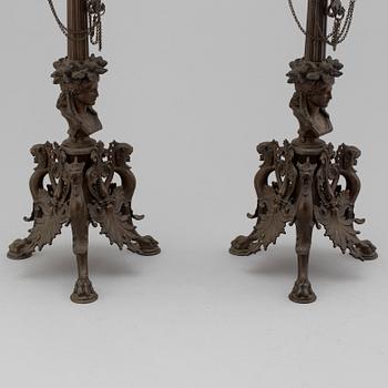 FERDINAND BARBEDIENNE, attributed to, a pair of 19th century bronze candelabra.
