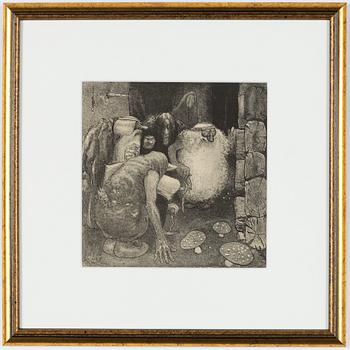 John Bauer, "Det var trollfolkets utskickade, som kommo för att rådgöra med trollkärringen".