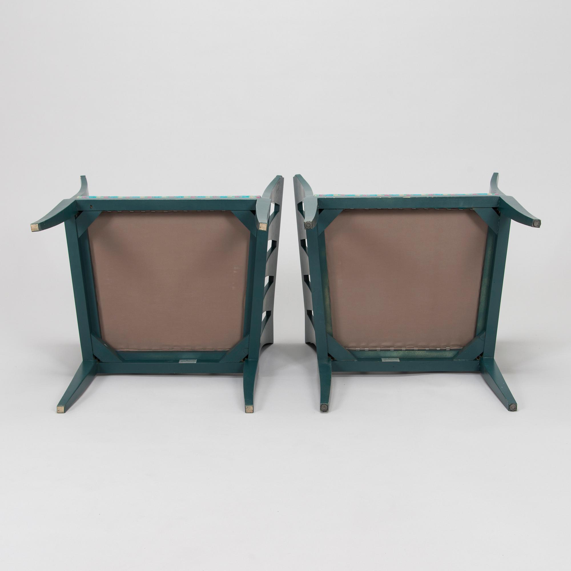 Eliel Saarinen, furniture, 5 pieces, "Blue suite" for Adelta, Finland 1980s.