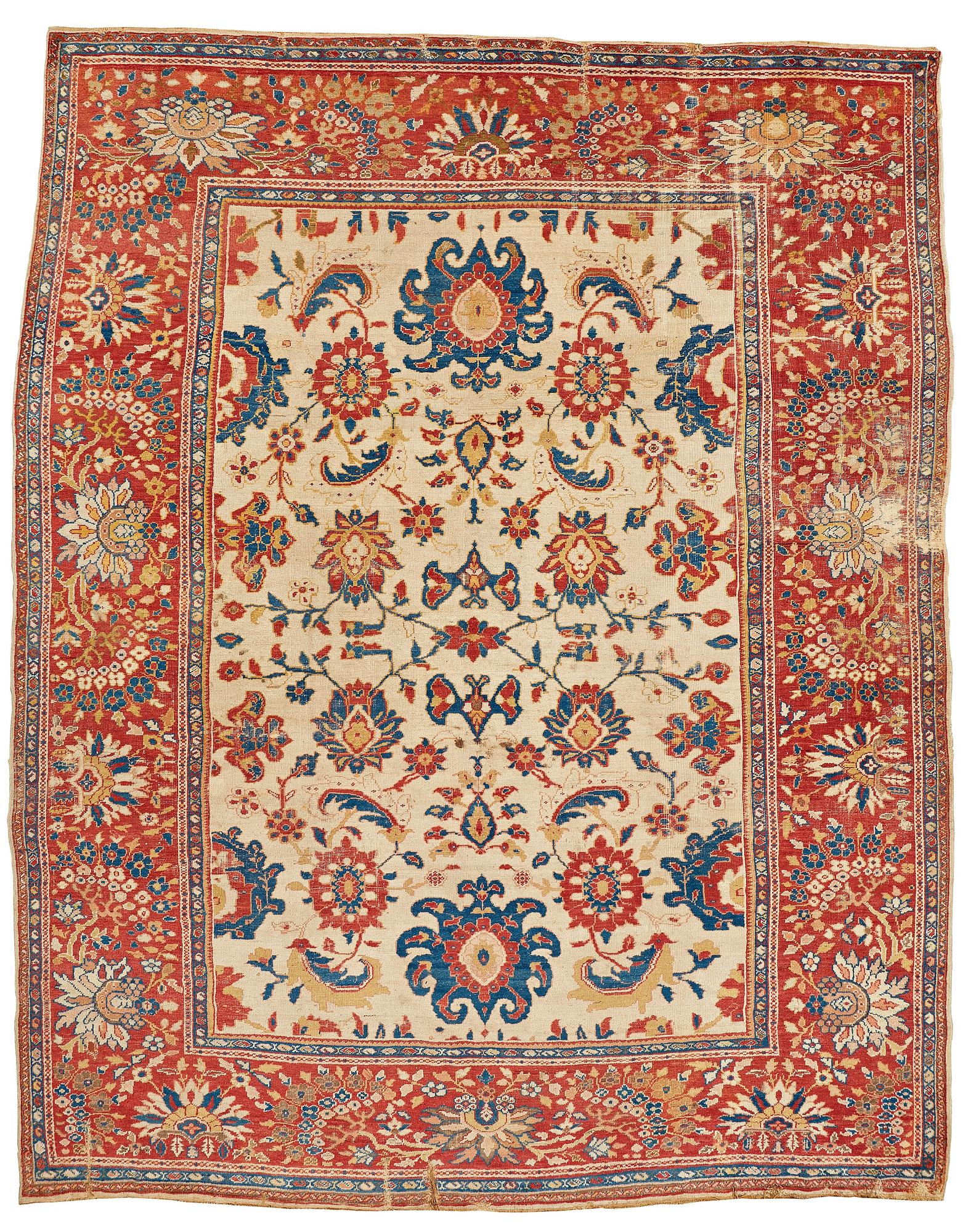 A CARPET, an antik Ziegler Mahal, ca 419,5 x 323,5 cm (as well as 1 cm flat weave at the ends).