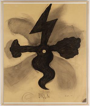 Olle Kåks, charcoal on papper, signed Olle Kåks and dated -73.