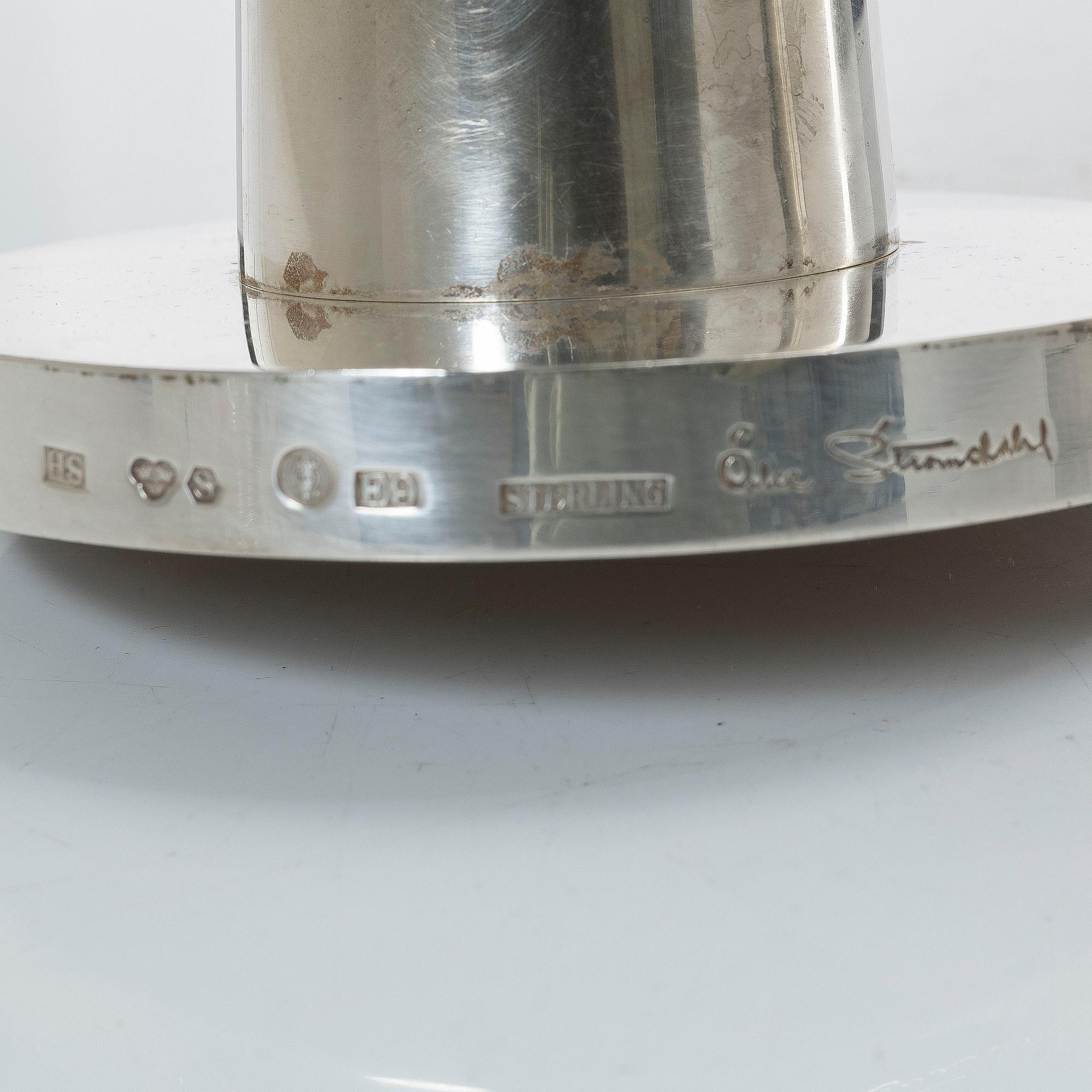 Åke Strömdahl, A pair of Swedish sterling silver candlesticks, company Hugo Strömdahl AB, Stockholm 1955.