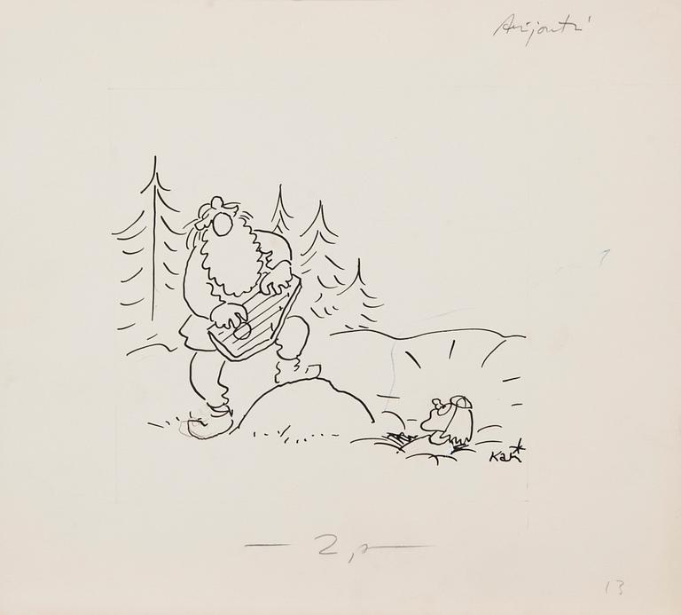 KARI SUOMALAINEN, originaltuschteckning, signerad. 1960-tal.