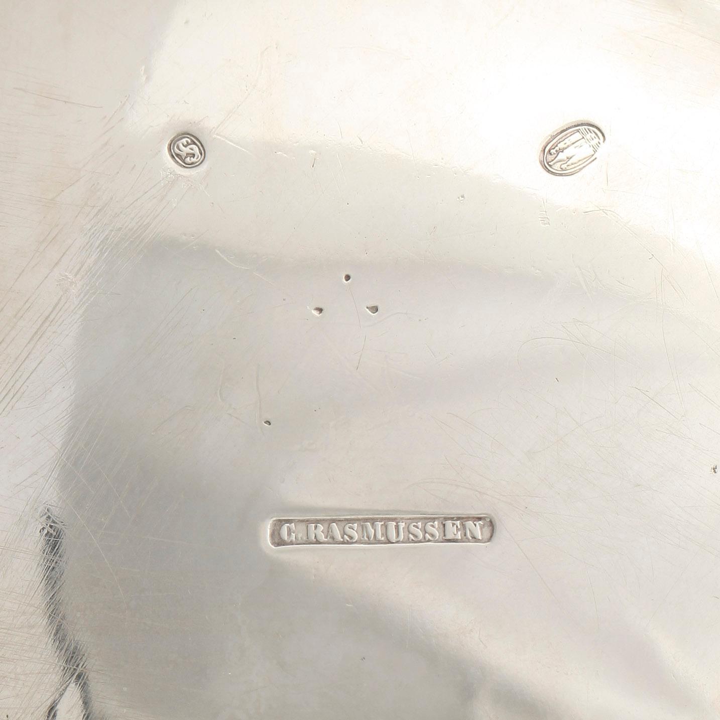 MOCKAKANNA, silver, rokokostil, C. Rasmussen, Danmark, 1900-talets första hälft. Total vikt ca 315 g.