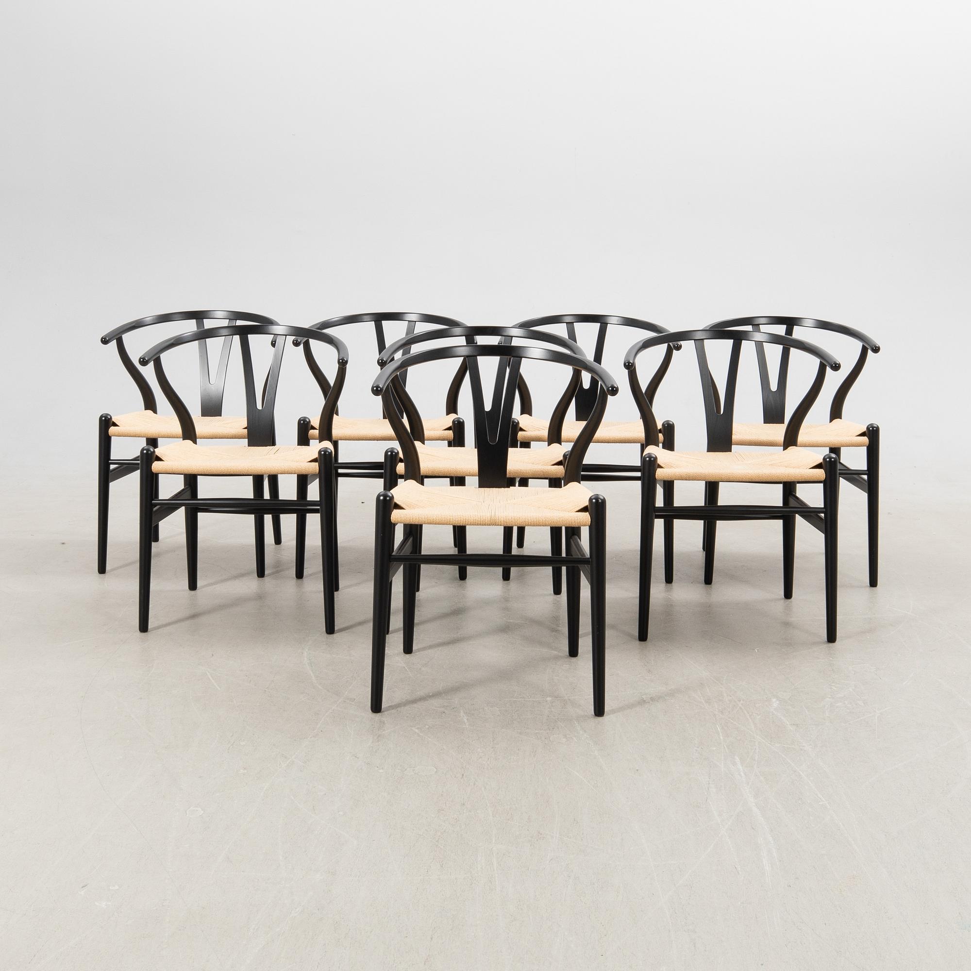 Hans J. Wegner, stolar, 8 st., "Y-stolen", modell CH-24, Carl Hansen & Søn, Danmark.
