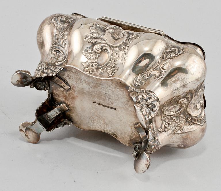 SKRIN, silver, nyrokoko, Christoffer Nordin, Hudiksvall, 1854. Vikt 406 g.